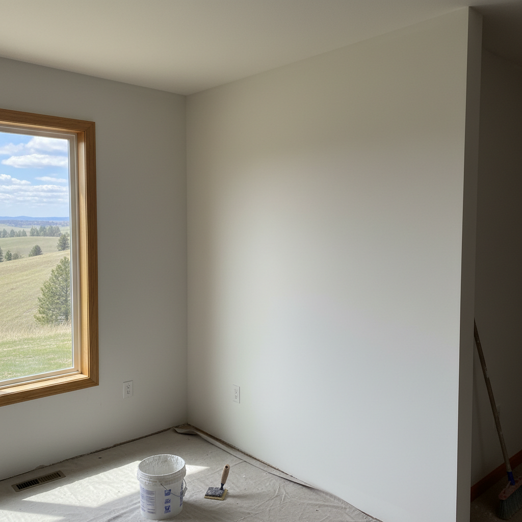 Completed drywall taping and mudding work at a residential property in Spokane, WA