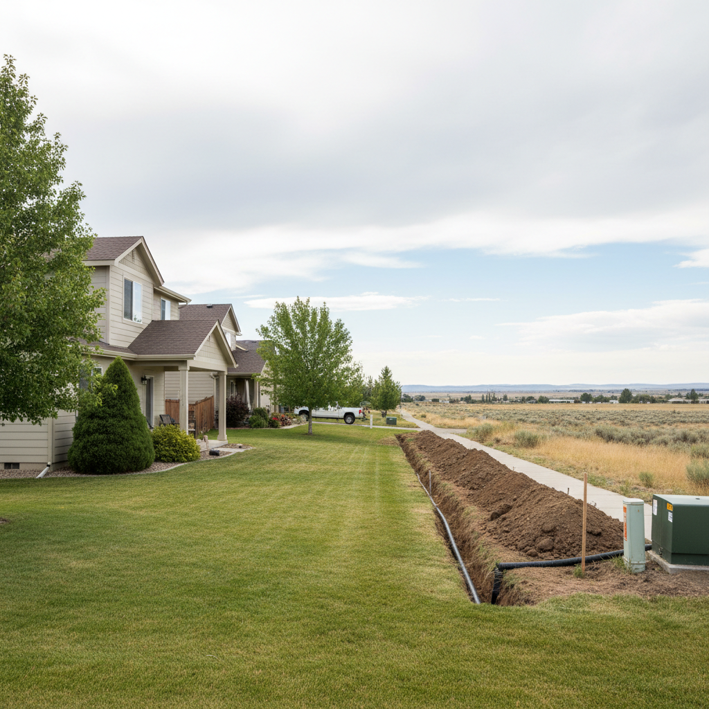 Completed trenching work at a residential property in Moses Lake, WA