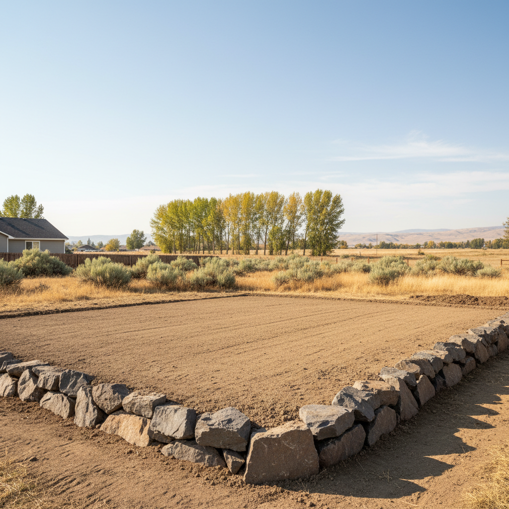 Completed site excavation work at a residential property in Moses Lake, WA