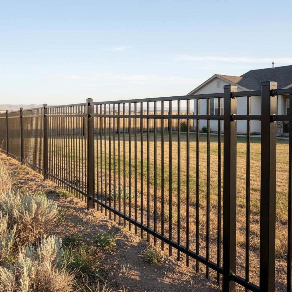 Completed aluminum fence installation work at a residential property in Othello, WA