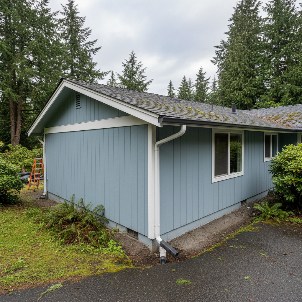 Completed fascia board repair work at a residential property in Renton, WA