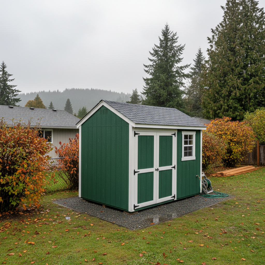 Completed storage sheds work at a residential property in Renton, WA
