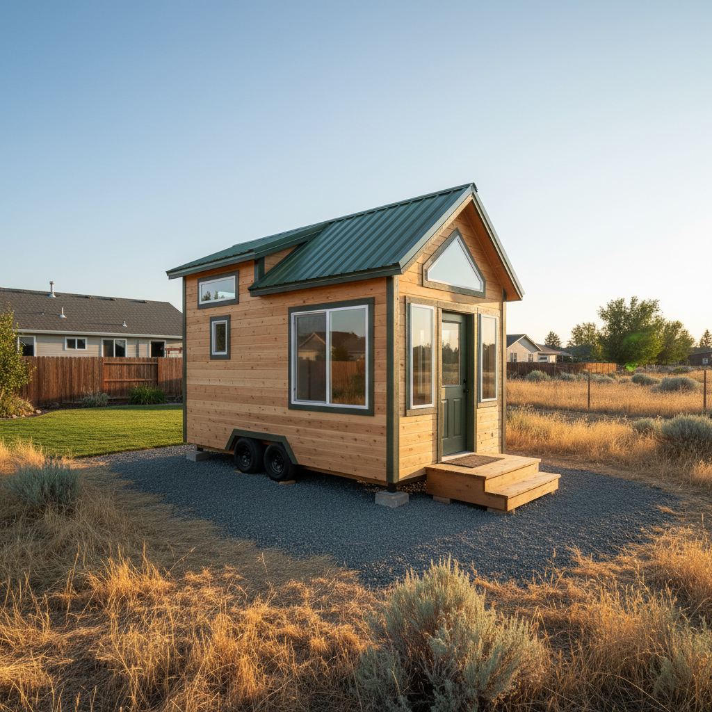 Completed tiny homes work at a residential property in Moses Lake, WA