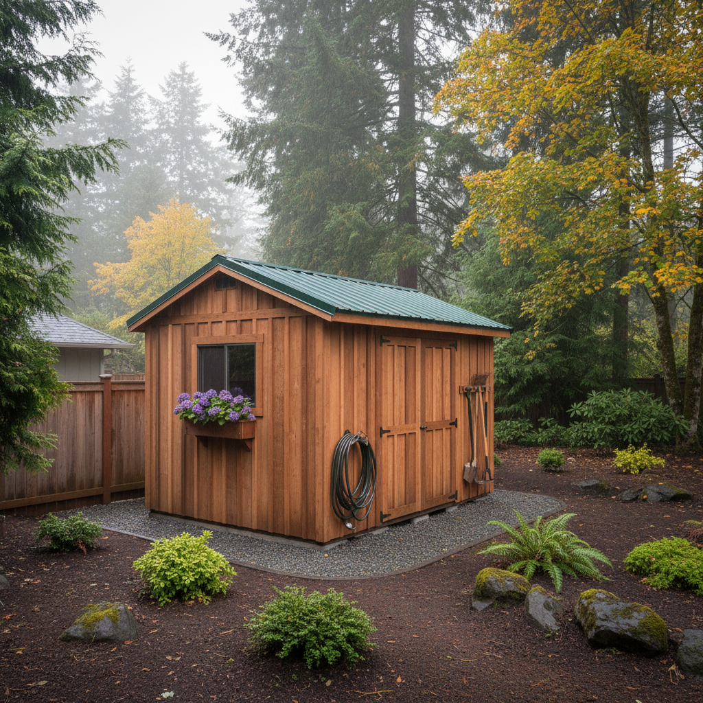 Completed storage sheds work at a residential property in Seattle, WA
