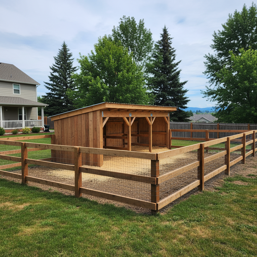 Completed livestock shelters work at a residential property in Spokane, WA