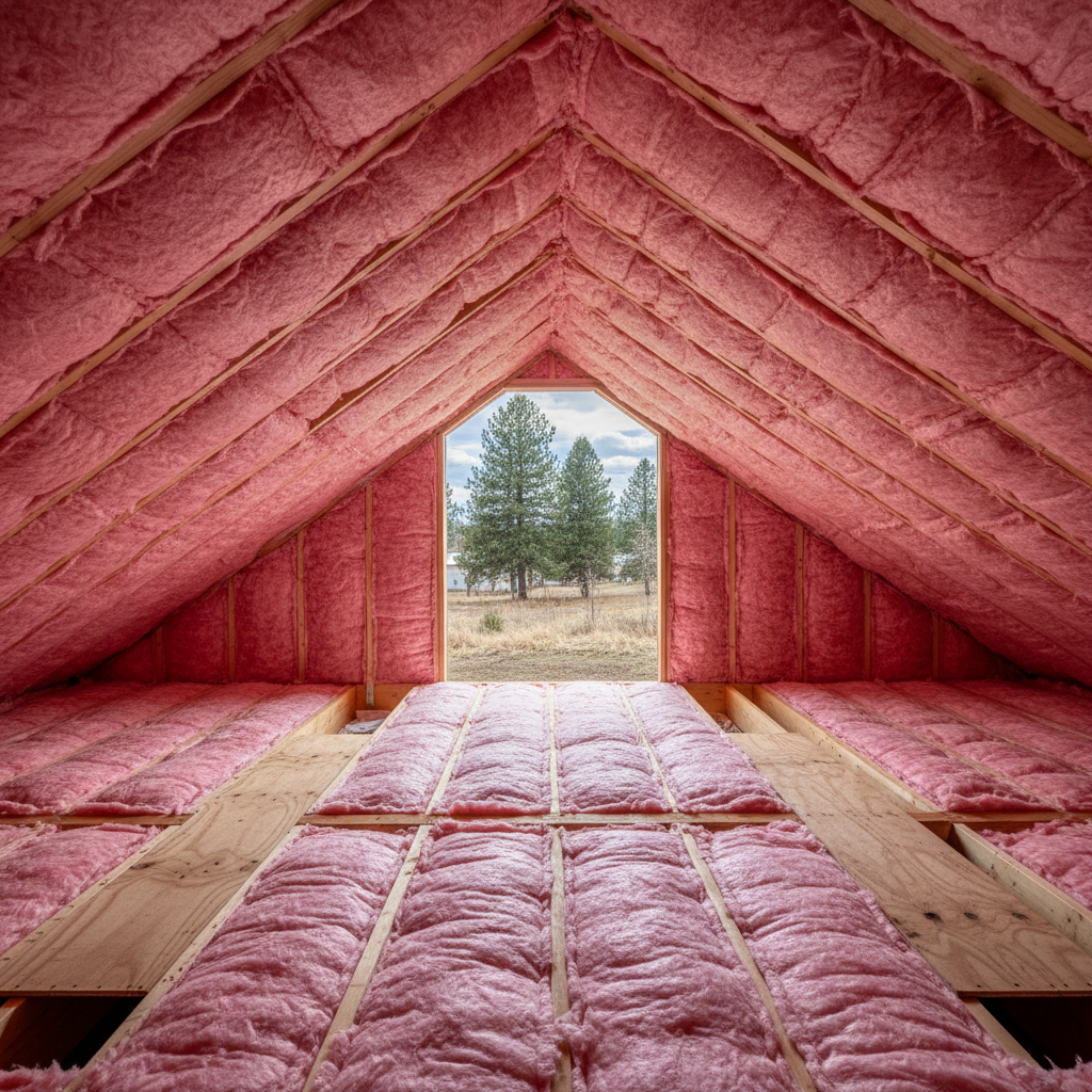 Completed batt insulation installation work at a residential property in Spokane, WA