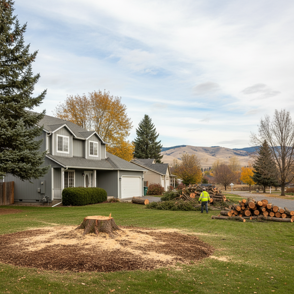 Completed tree removal work at a residential property in Richland, WA