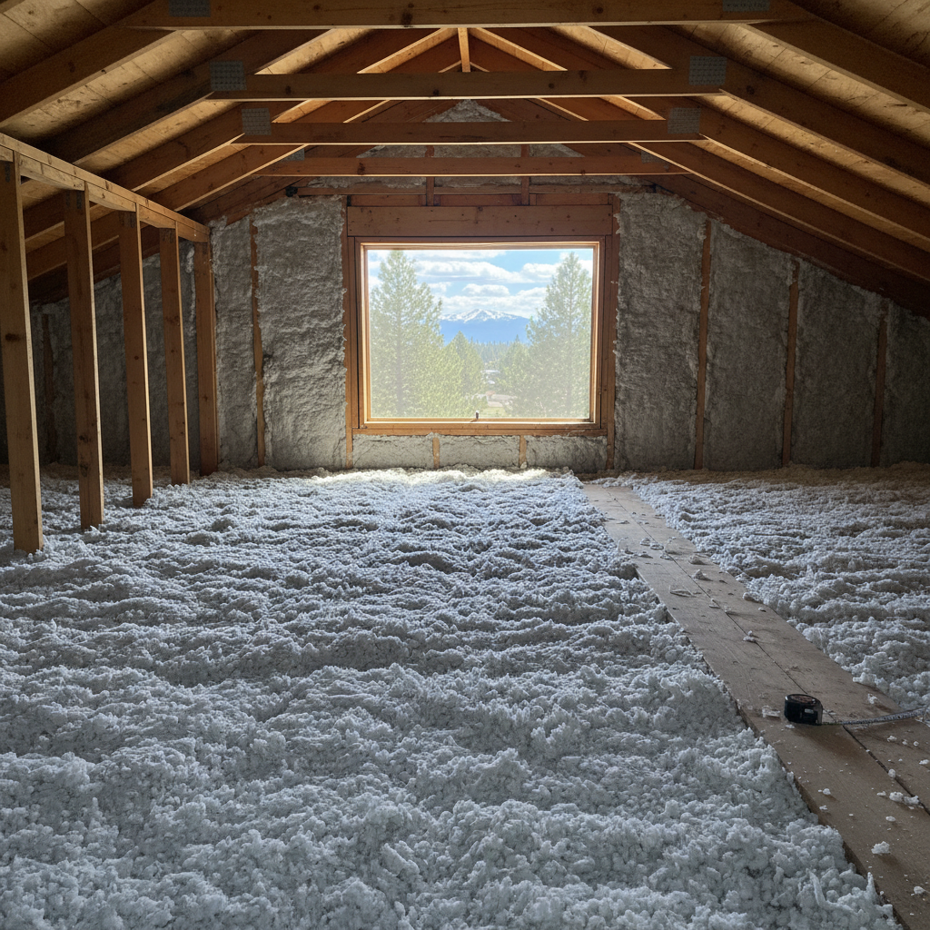 Completed blown-in insulation work at a residential property in Spokane, WA