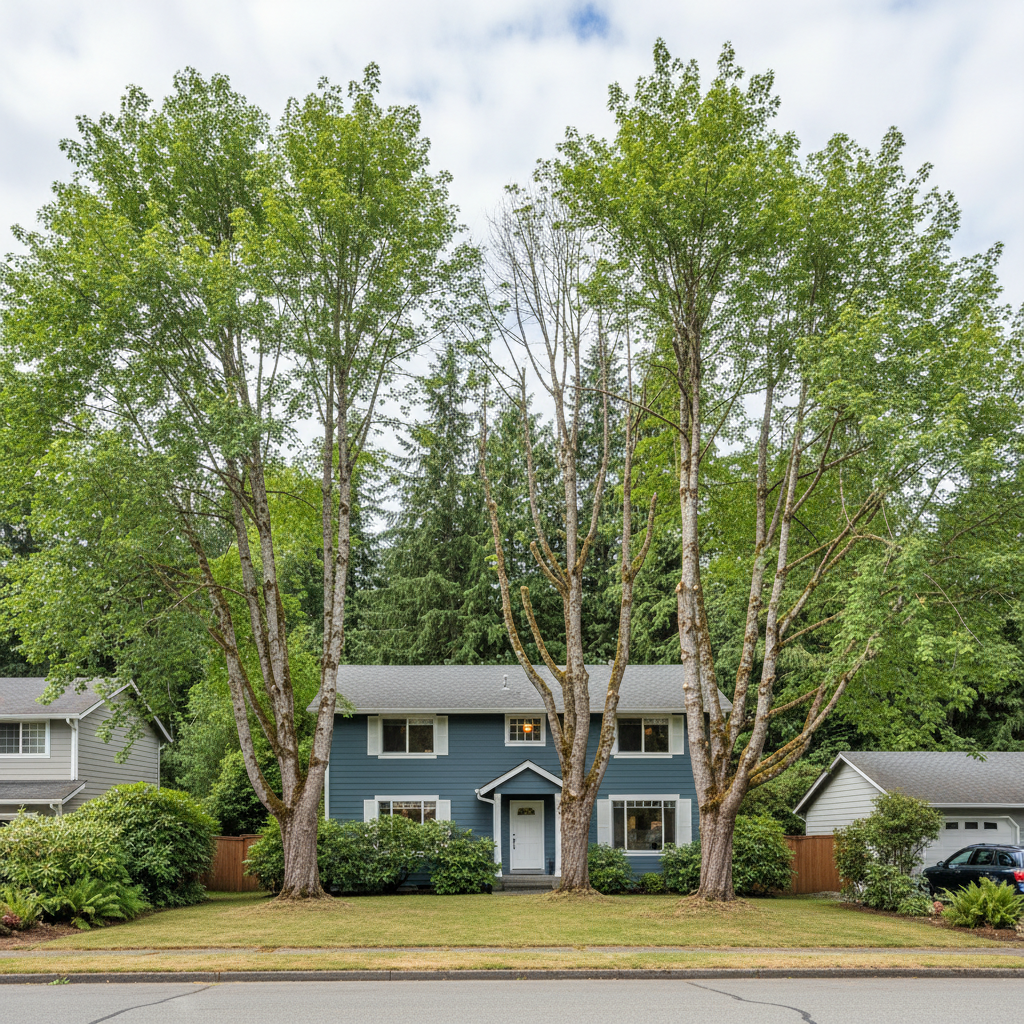 Completed tree trimming work at a residential property in Bremerton, WA