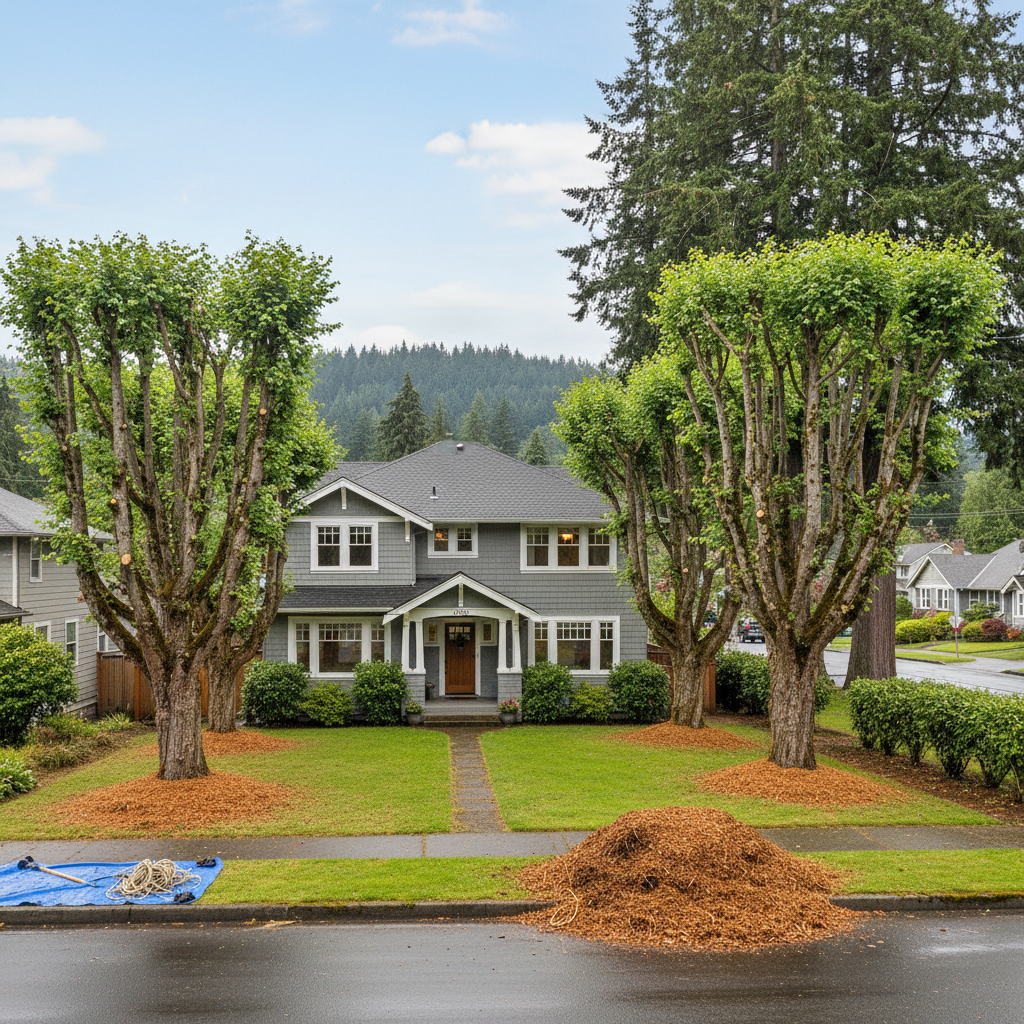 Completed tree trimming work at a residential property in Tacoma, WA