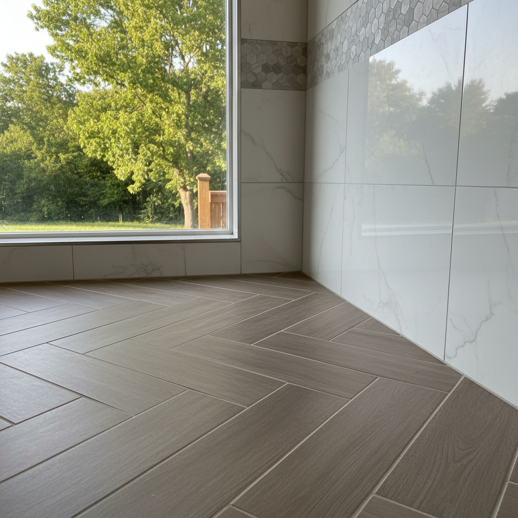 Completed tile and flooring installation work at a residential property in Bixby, OK