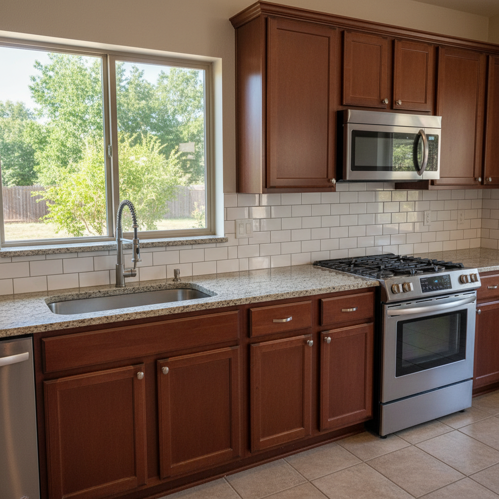 Completed backsplash installation work at a residential property in Bixby, OK