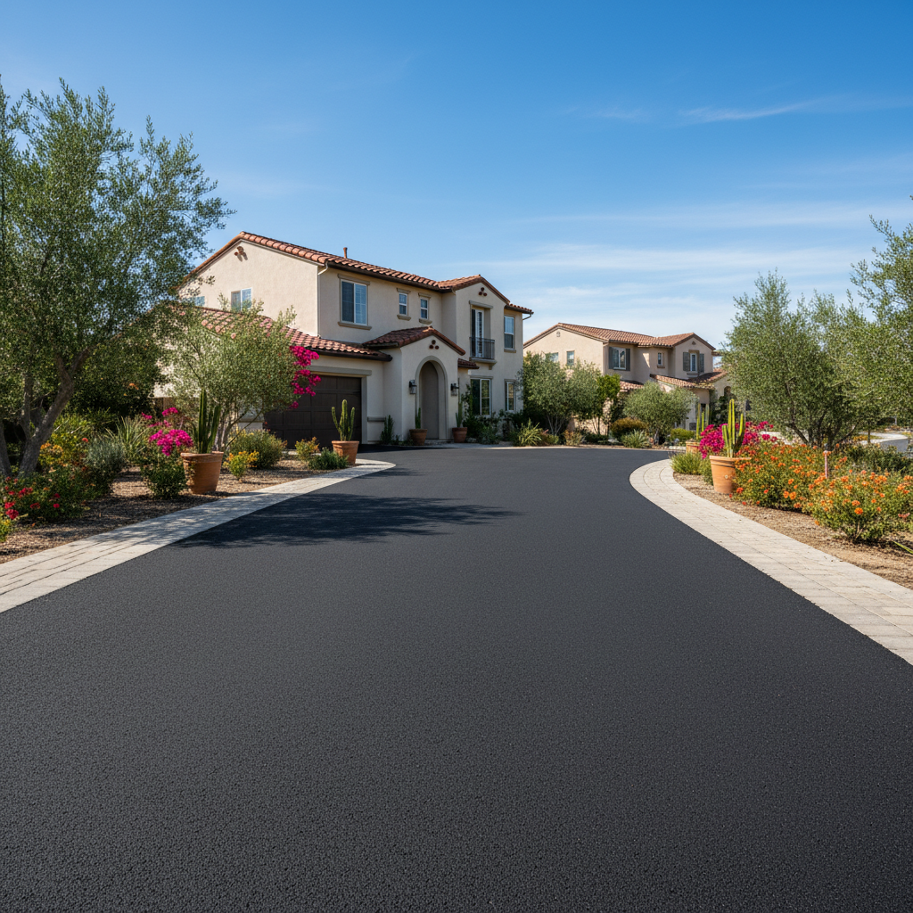 Completed driveway paving work at a residential property in Los Angeles, CA