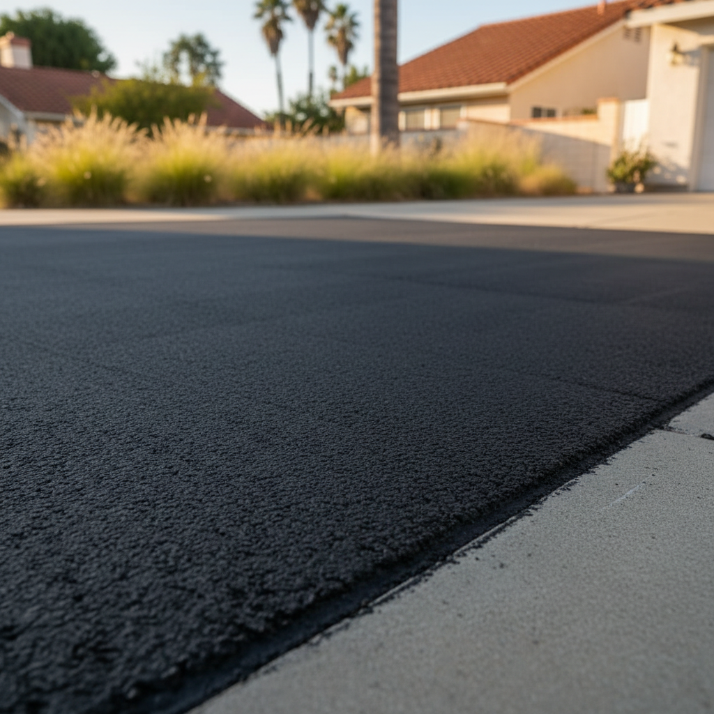 Completed asphalt repair work at a residential property in Los Angeles, CA