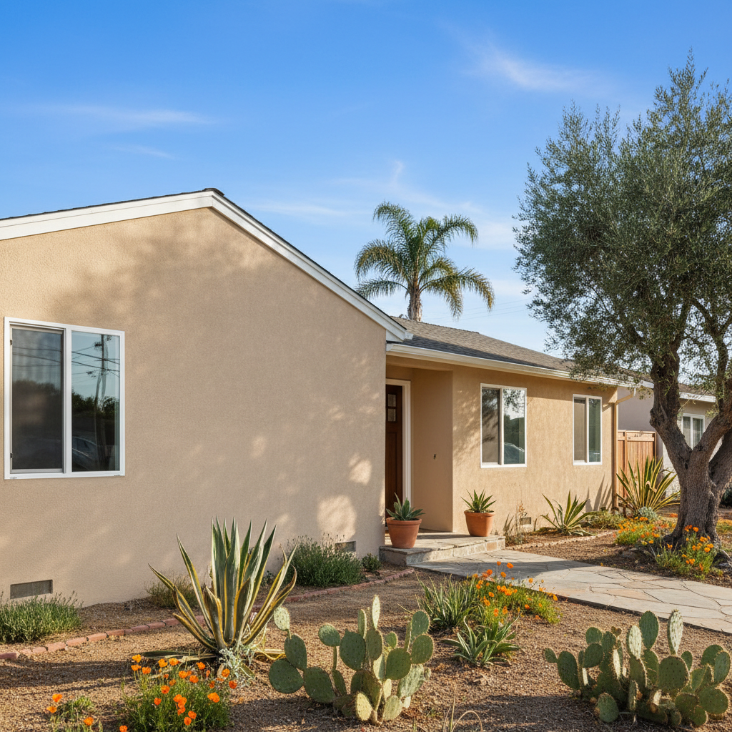 Completed stucco installation work at a residential property in El Monte, CA
