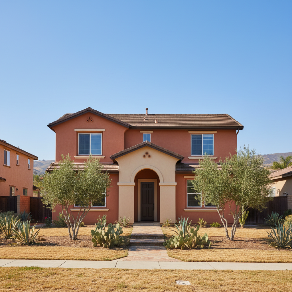 Completed stucco painting work at a residential property in Irvine, CA