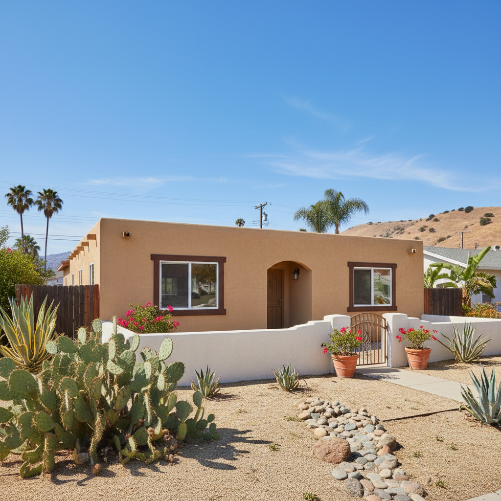 Completed stucco installation work at a residential property in Oxnard, CA