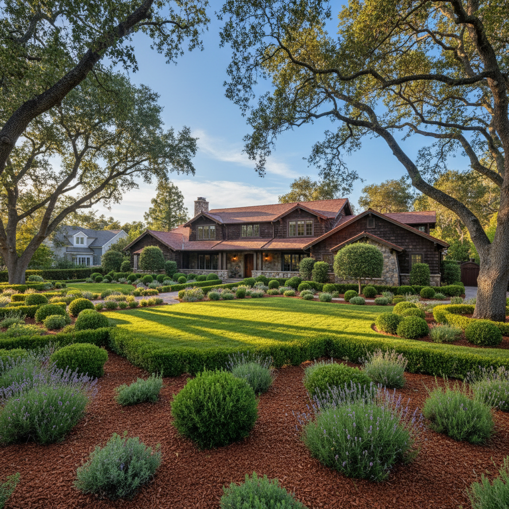 Completed shrub & bush trimming work at a residential property in Atherton, CA