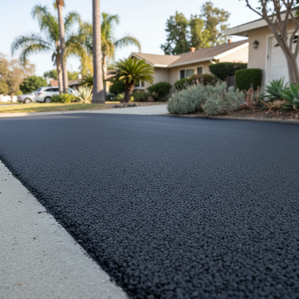 Completed slurry coating work at a residential property in Garden Grove, CA