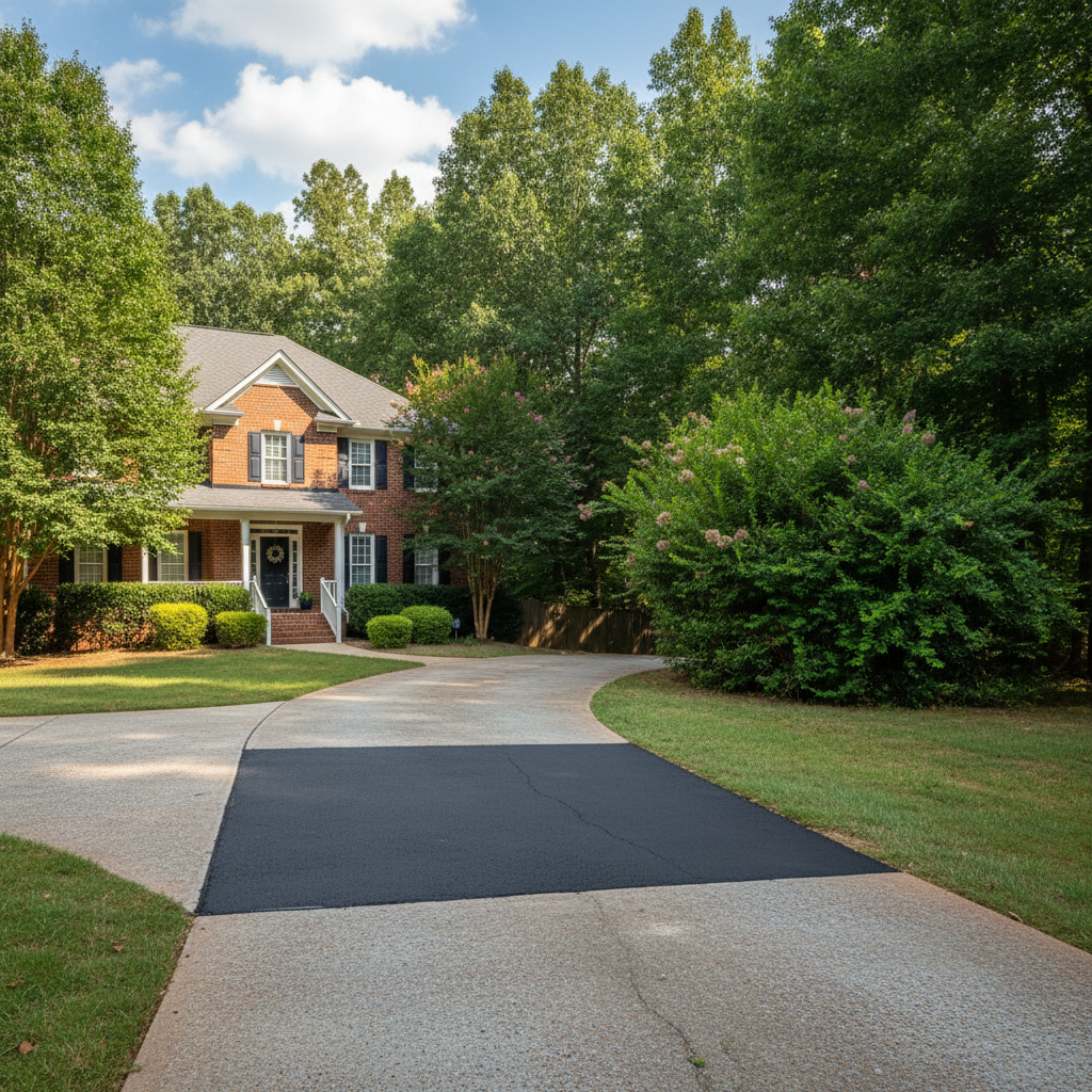 Completed asphalt patching work at a residential property in Atlanta, GA