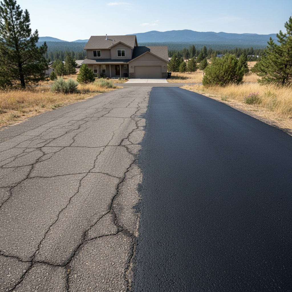 Completed slurry coating work at a residential property in klamath falls, OR