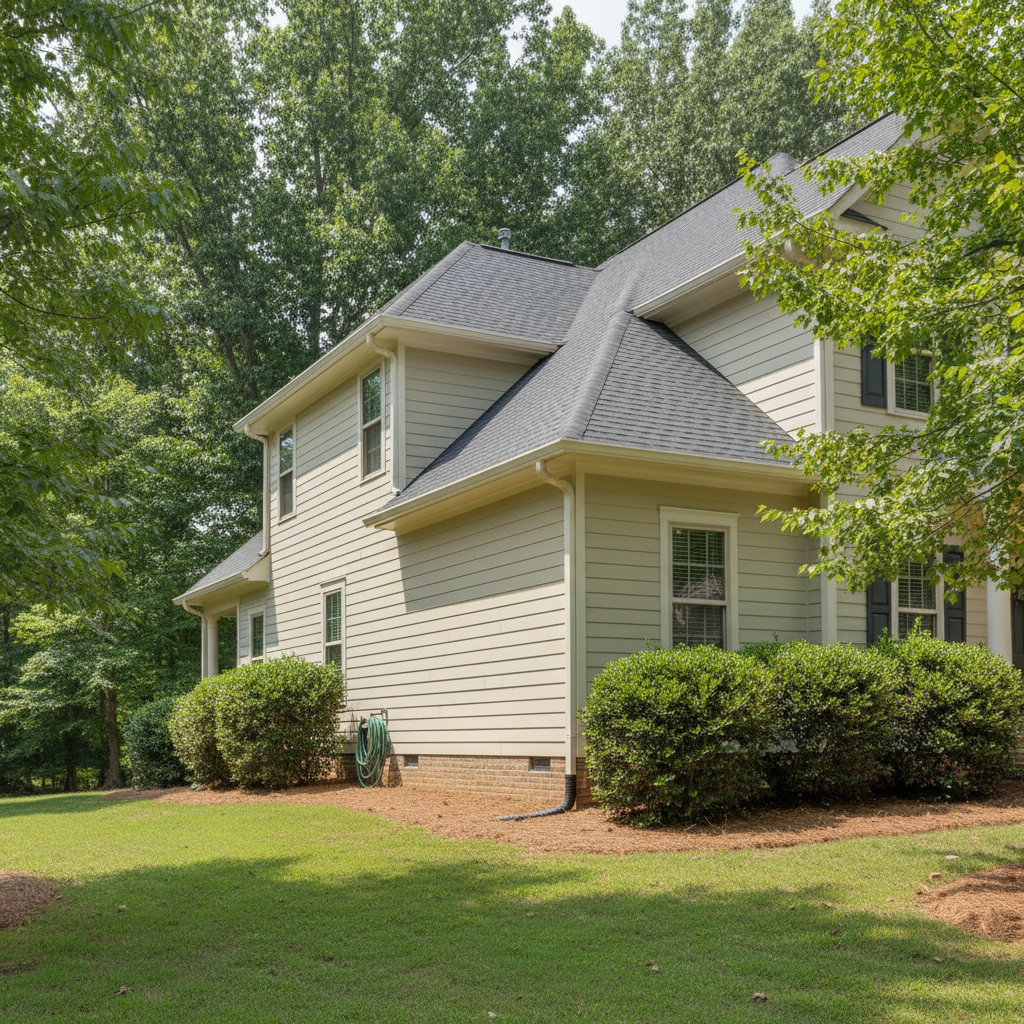 Completed gutter cleaning work at a residential property in Louisburg, NC