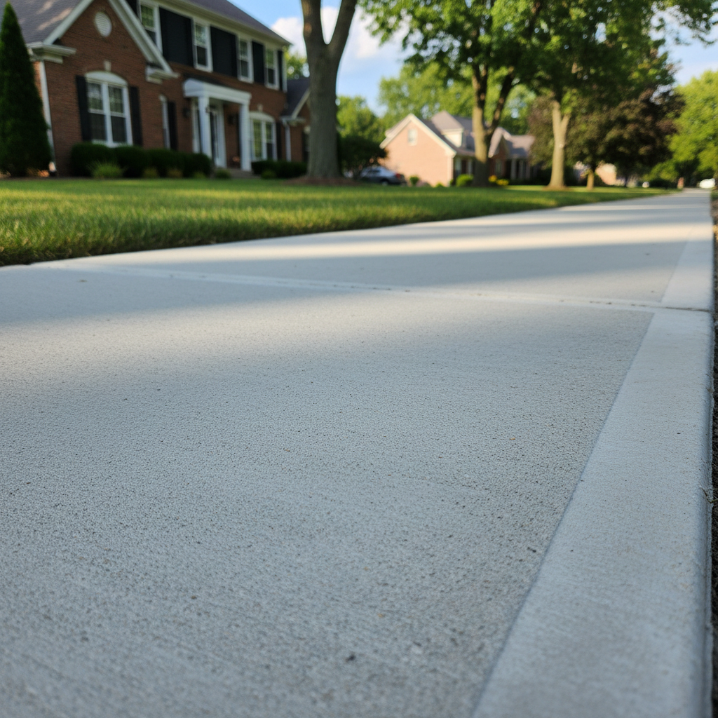 Completed concrete sidewalks work at a residential property in Naperville, IL
