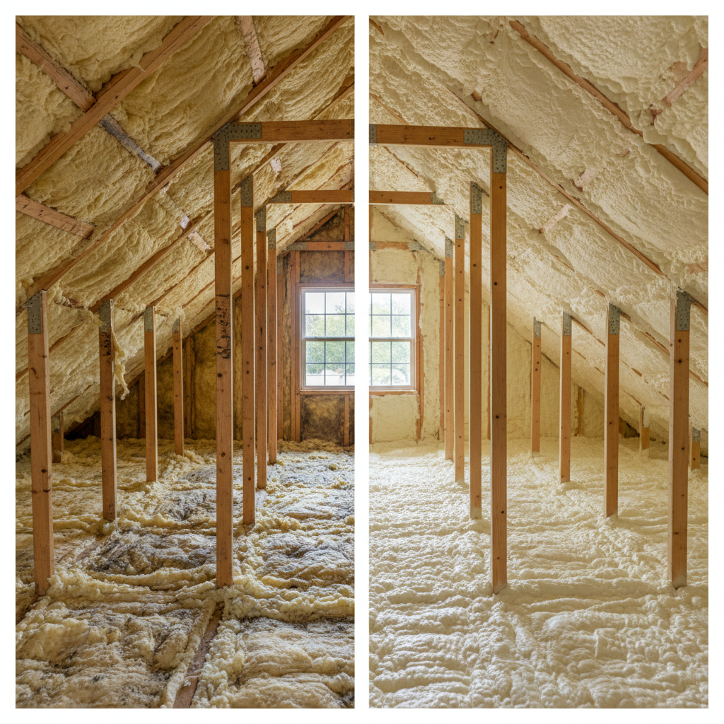 Completed open cell spray foam work at a residential property in New Braunfels, TX