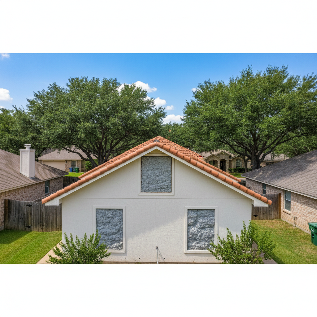 Completed attic insulation work at a residential property in San Marcos, TX
