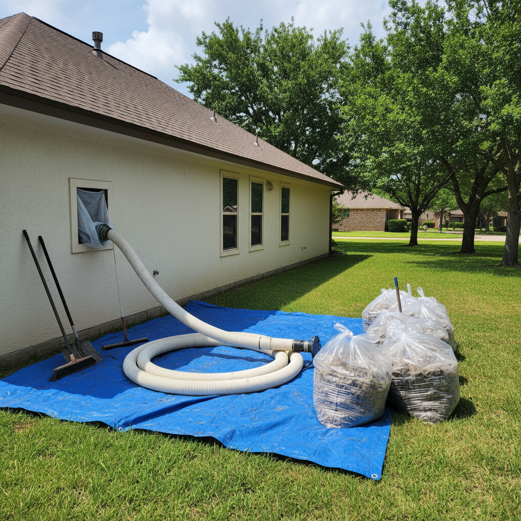 Completed insulation removal work at a residential property in Round Rock, TX