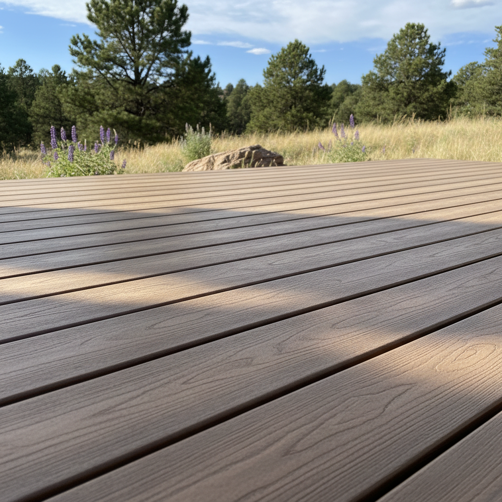 Completed composite decks work at a residential property in Littleton, CO