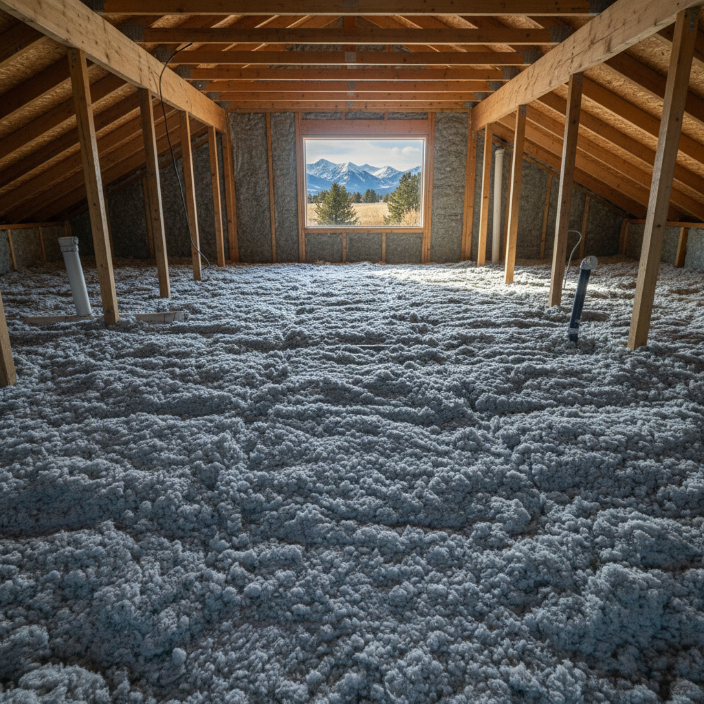 Completed blown-in insulation work at a residential property in Bozeman, MT