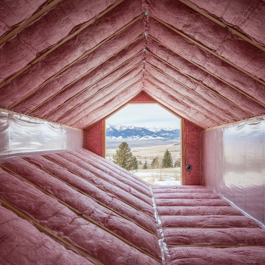 Completed batt insulation installation work at a residential property in Belgrade, MT