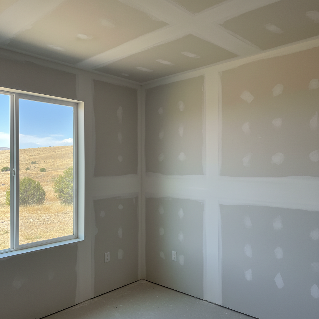 Completed sheetrock installation work at a residential property in West Jordan, UT