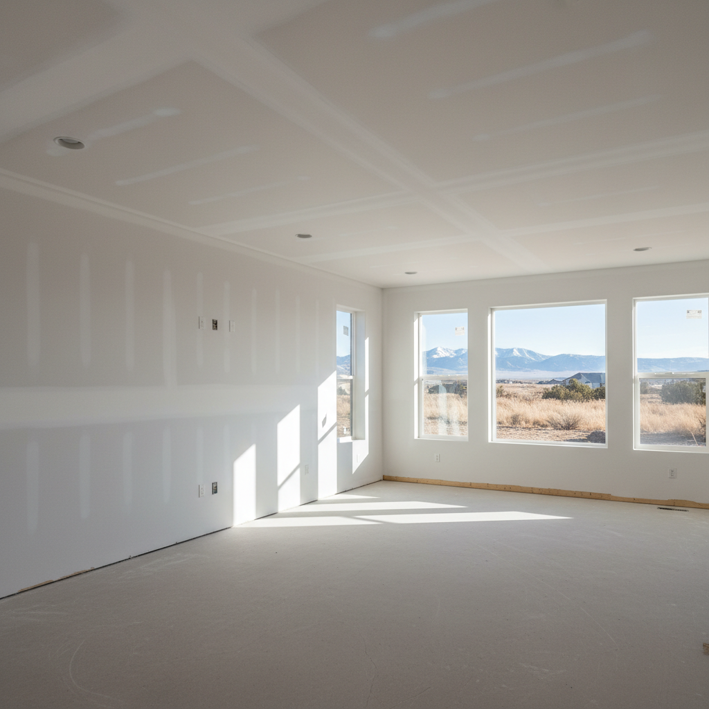 Completed drywall finishing work at a residential property in Sandy, UT