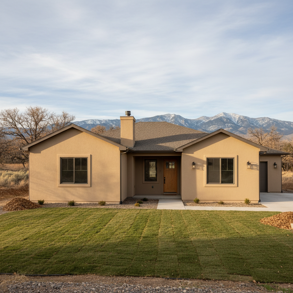 Completed stucco installation work at a residential property in Herriman, UT