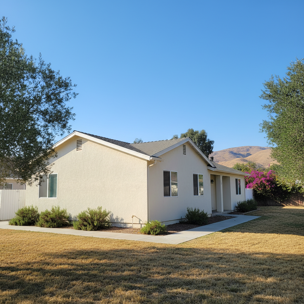 Completed stucco removal work at a residential property in San Dimas, CA