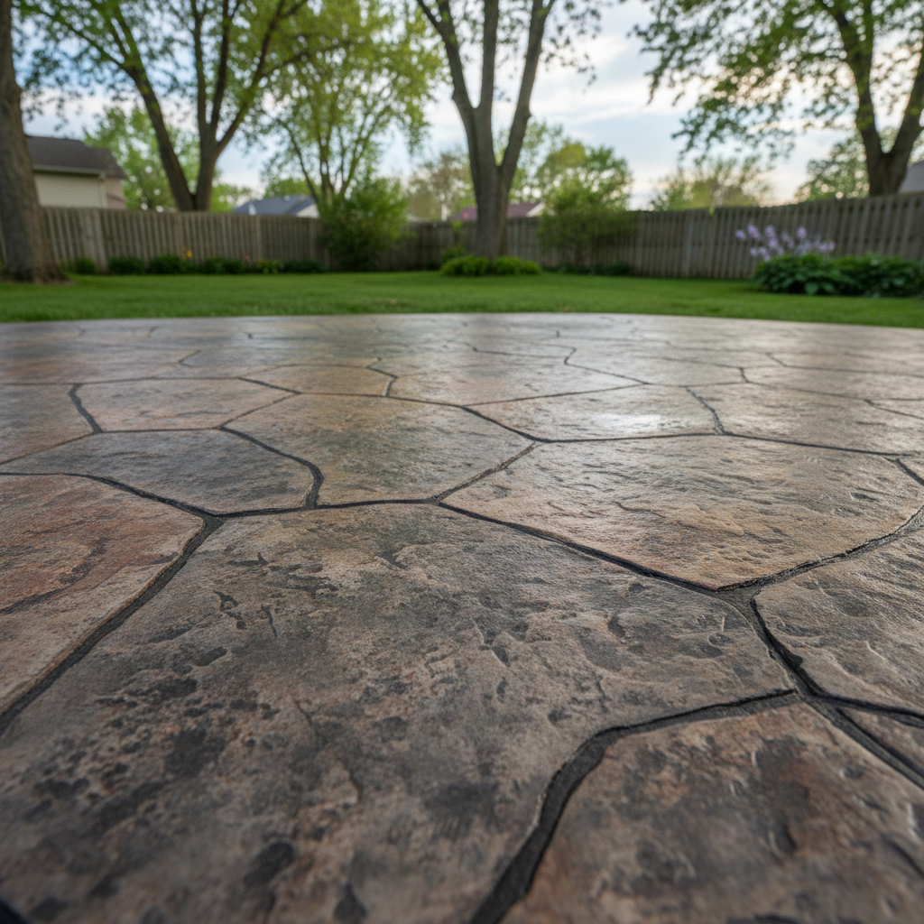 Completed decorative concrete work at a residential property in Aurora, IL