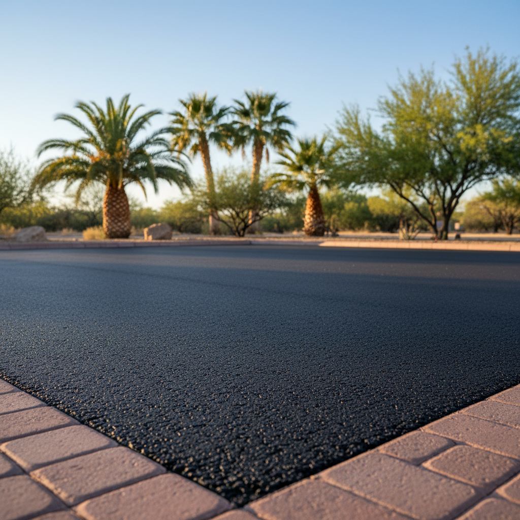 Completed commercial asphalt work at a residential property in Tucson , AZ