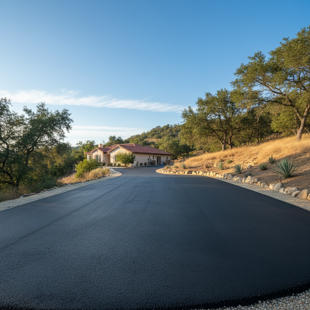 Completed parking lot paving work at a residential property in Trabuco Canyon, CA