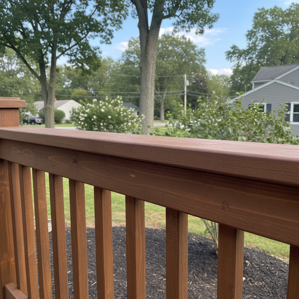 Completed deck railing installation work at a residential property in New Britain, CT