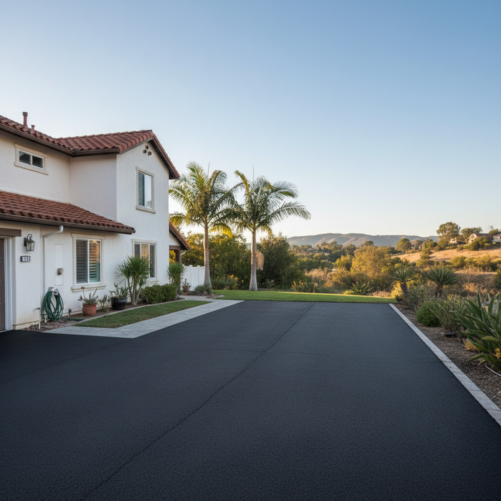 Completed residential asphalt work at a residential property in Laguna Niguel, CA