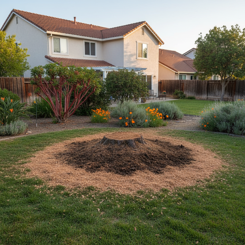 Completed stump grinding & removal work at a residential property in Fremont, CA