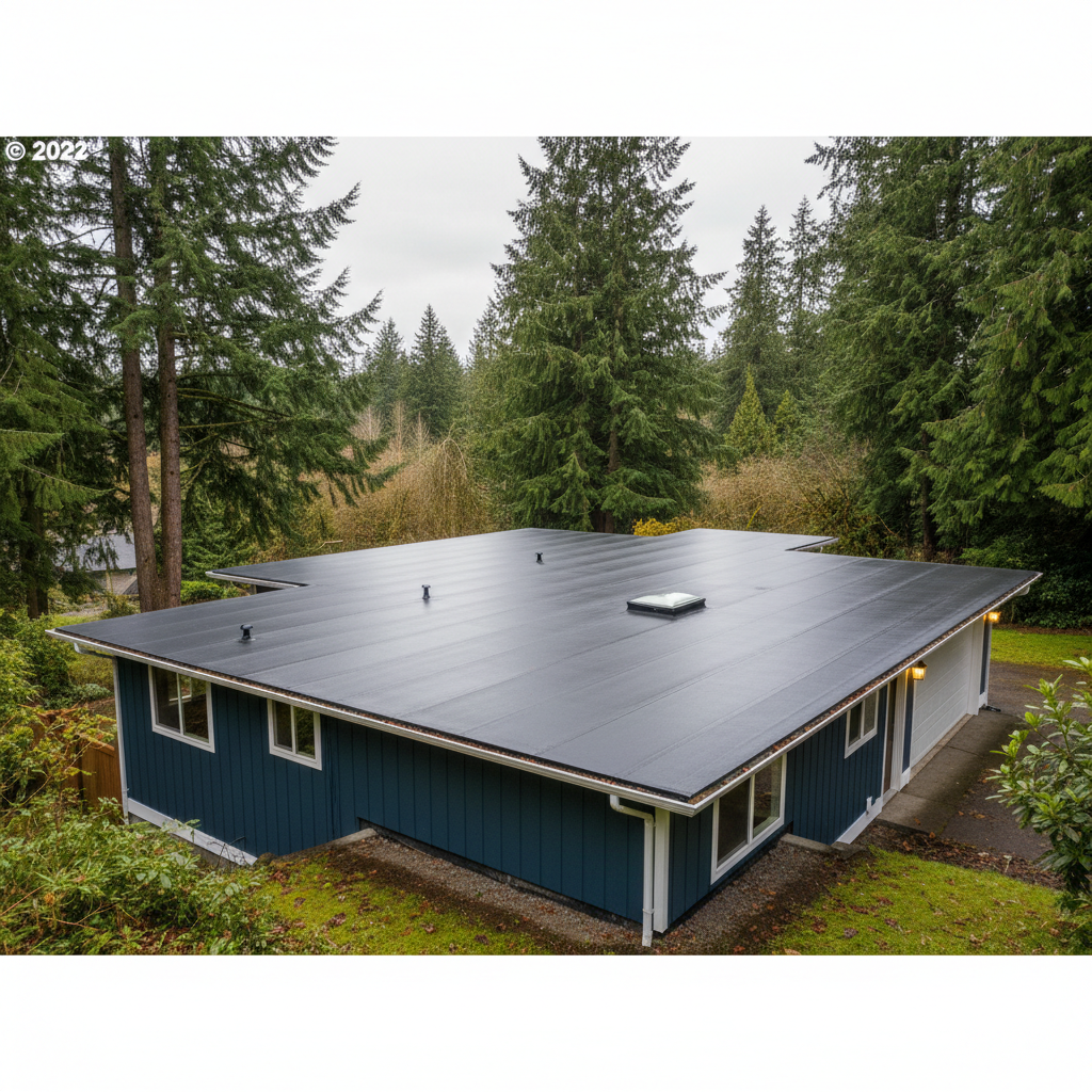 Completed flat roofing work at a residential property in Sammamish, WA