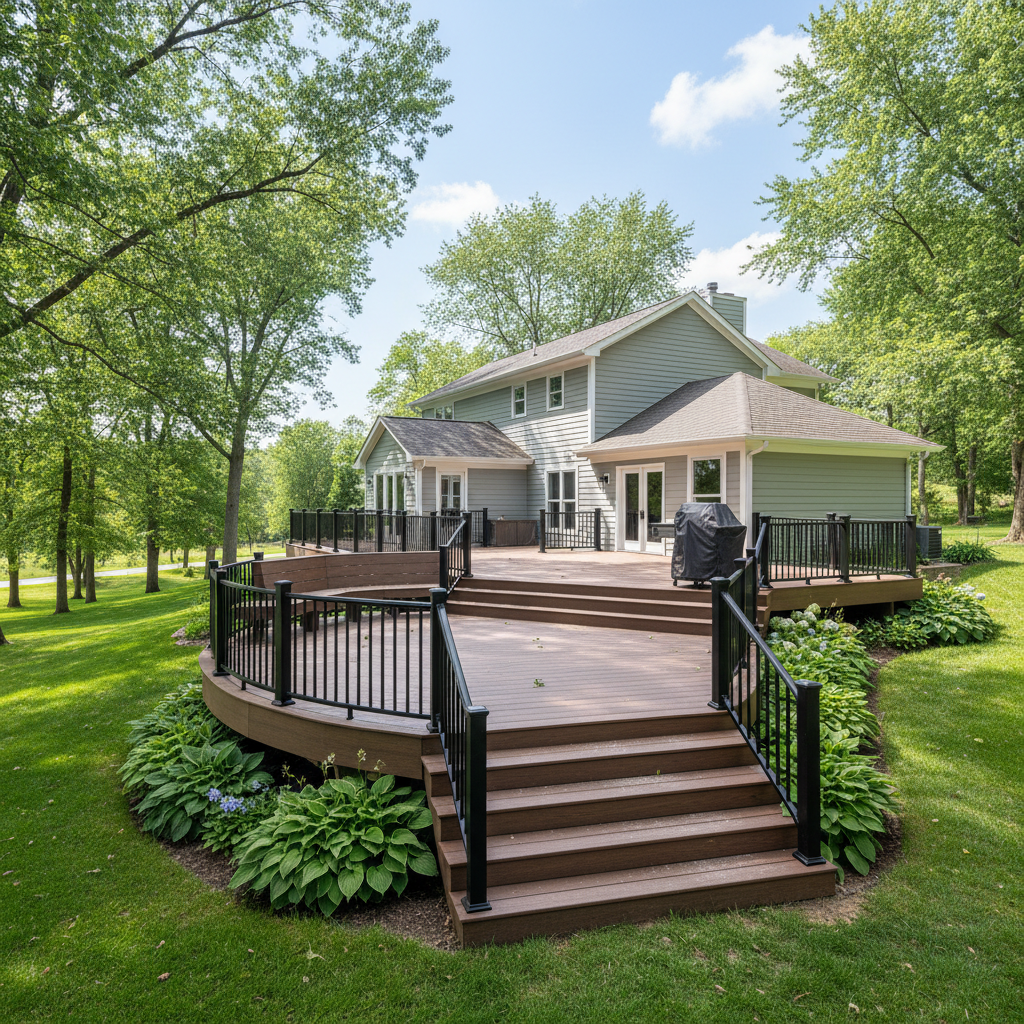 Completed composite decks work at a residential property in Galena, IL