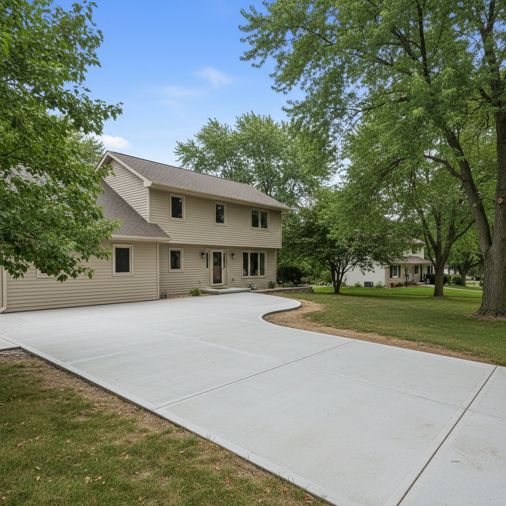 Completed concrete installation work at a residential property in Joliet, IL