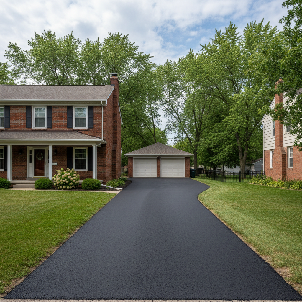 Completed residential asphalt work at a residential property in South Bend, IN