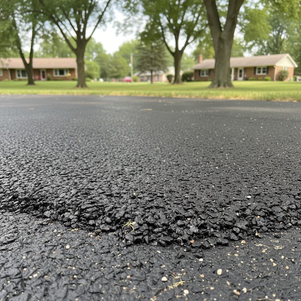 Completed asphalt patching work at a residential property in Goshen, IN