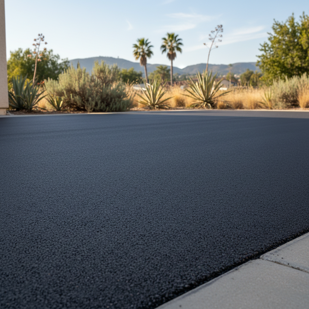 Completed driveway paving work at a residential property in Anaheim, CA