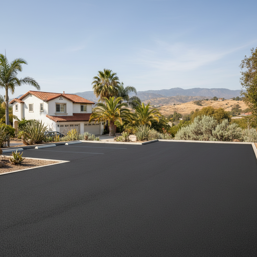Completed parking lot paving work at a residential property in Ventura, CA